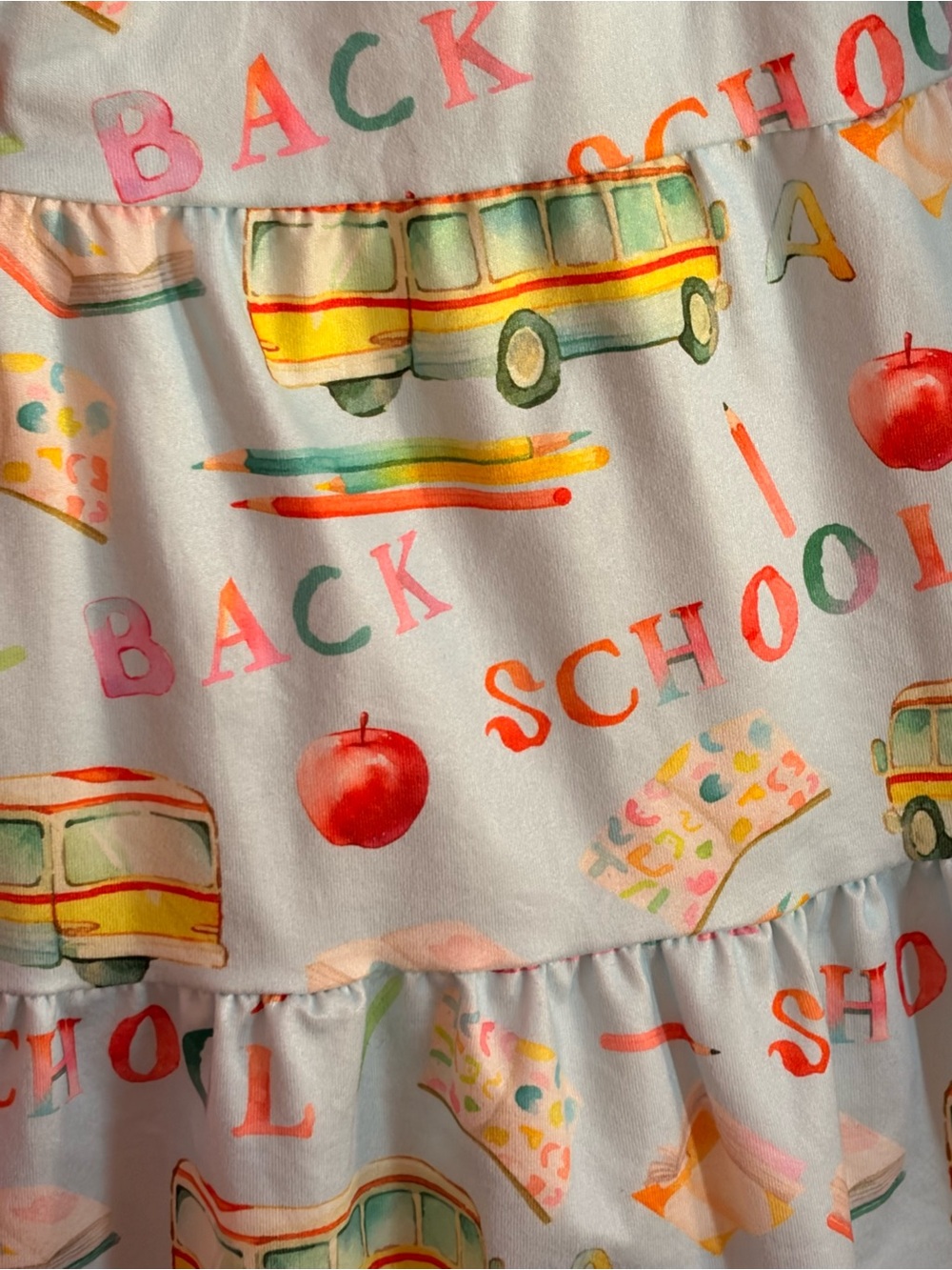 Girls' Light Blue 'Back to School' Tiered Sundress